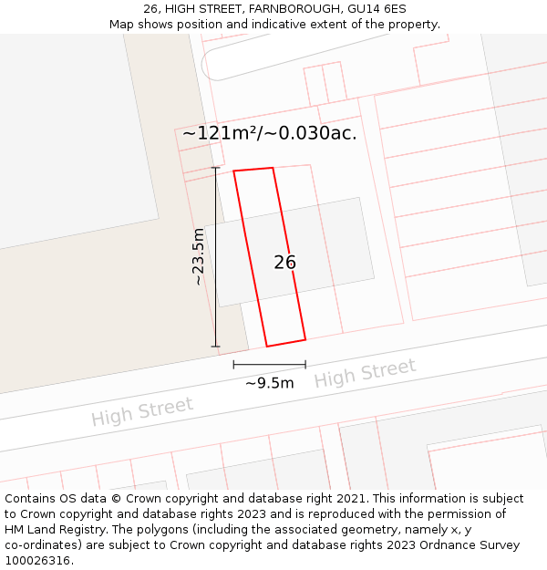 26, HIGH STREET, FARNBOROUGH, GU14 6ES: Plot and title map