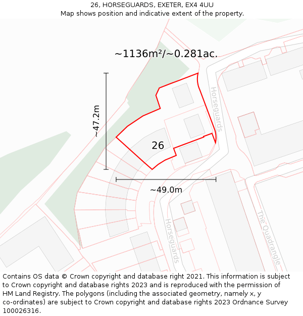 26, HORSEGUARDS, EXETER, EX4 4UU: Plot and title map