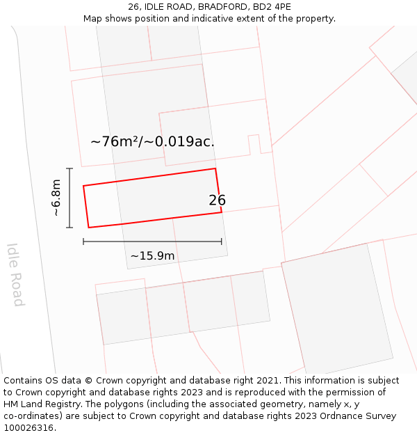 26, IDLE ROAD, BRADFORD, BD2 4PE: Plot and title map