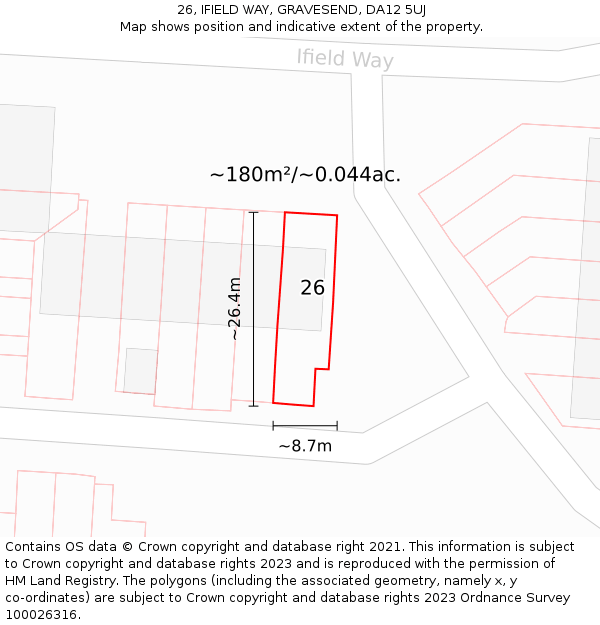 26, IFIELD WAY, GRAVESEND, DA12 5UJ: Plot and title map