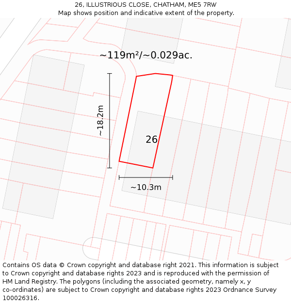 26, ILLUSTRIOUS CLOSE, CHATHAM, ME5 7RW: Plot and title map