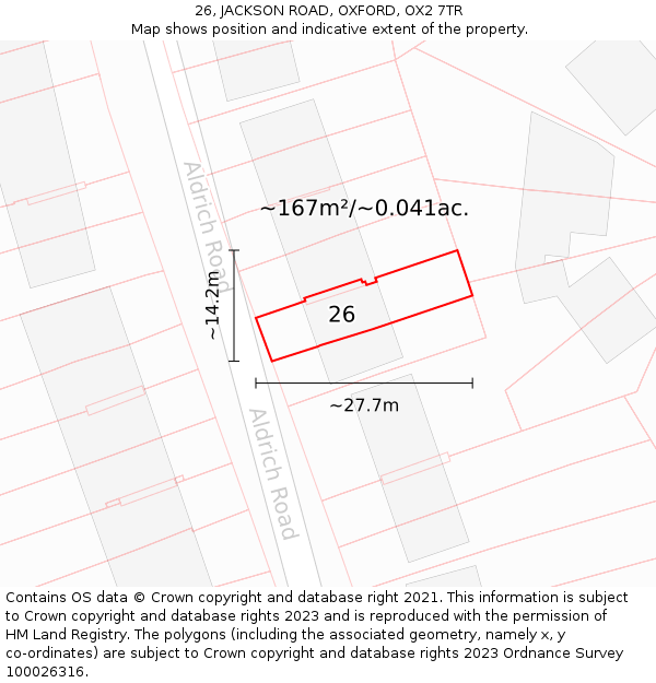 26, JACKSON ROAD, OXFORD, OX2 7TR: Plot and title map