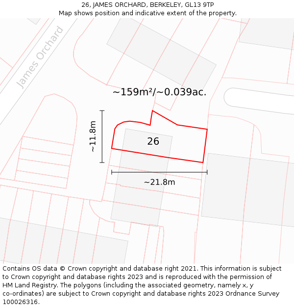 26, JAMES ORCHARD, BERKELEY, GL13 9TP: Plot and title map