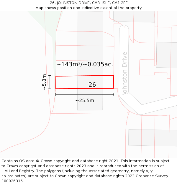 26, JOHNSTON DRIVE, CARLISLE, CA1 2FE: Plot and title map