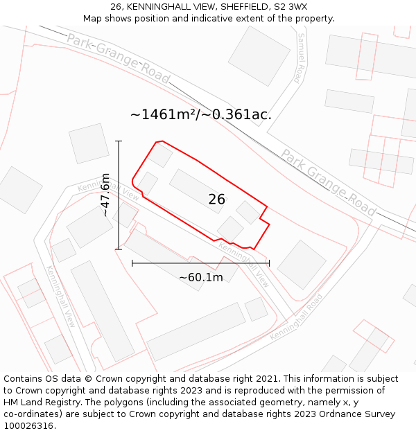 26, KENNINGHALL VIEW, SHEFFIELD, S2 3WX: Plot and title map