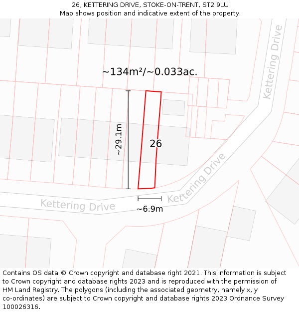26, KETTERING DRIVE, STOKE-ON-TRENT, ST2 9LU: Plot and title map