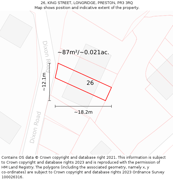 26, KING STREET, LONGRIDGE, PRESTON, PR3 3RQ: Plot and title map