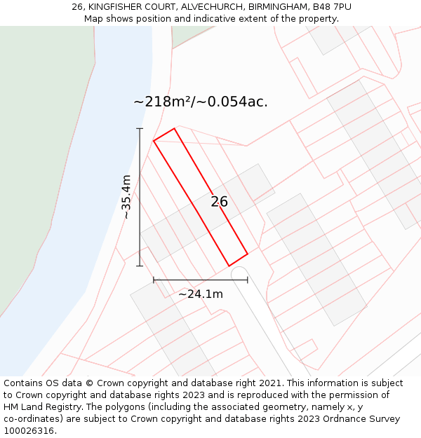 26, KINGFISHER COURT, ALVECHURCH, BIRMINGHAM, B48 7PU: Plot and title map