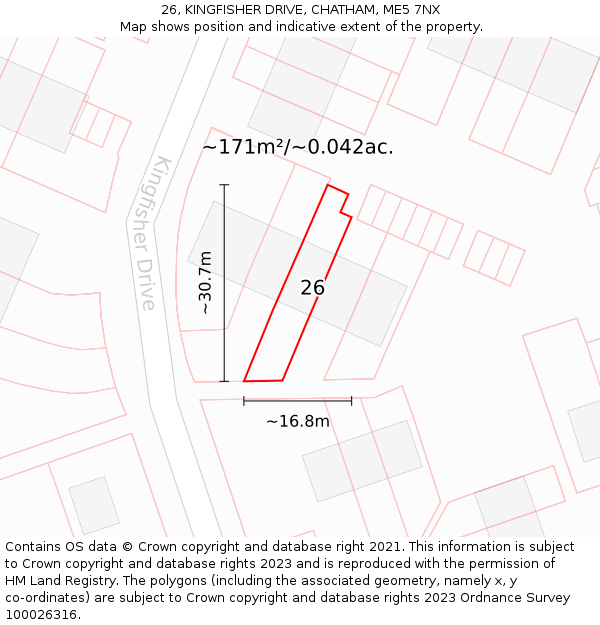 26, KINGFISHER DRIVE, CHATHAM, ME5 7NX: Plot and title map