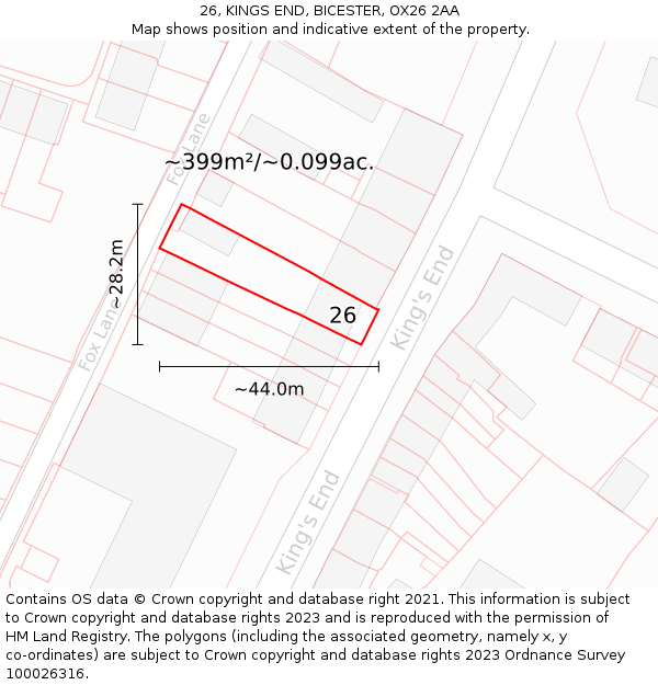 26, KINGS END, BICESTER, OX26 2AA: Plot and title map
