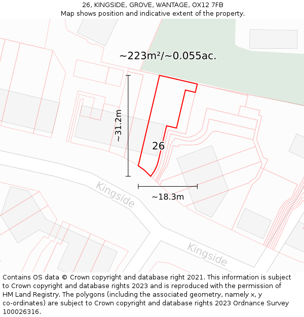 26, KINGSIDE, GROVE, WANTAGE, OX12 7FB: Plot and title map