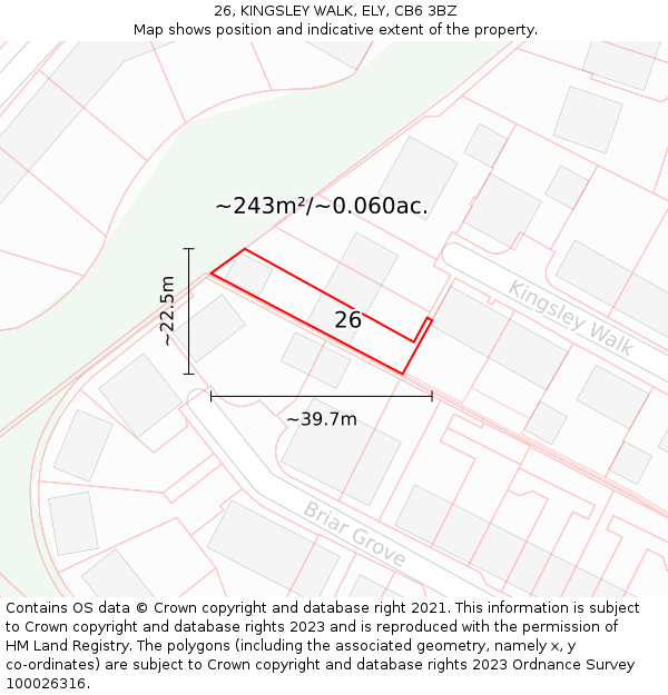 26, KINGSLEY WALK, ELY, CB6 3BZ: Plot and title map