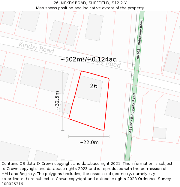 26, KIRKBY ROAD, SHEFFIELD, S12 2LY: Plot and title map