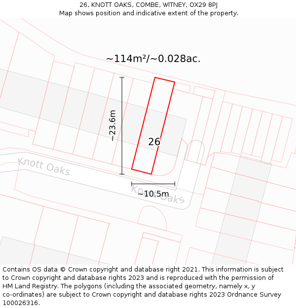 26, KNOTT OAKS, COMBE, WITNEY, OX29 8PJ: Plot and title map