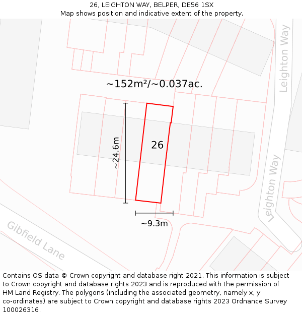 26, LEIGHTON WAY, BELPER, DE56 1SX: Plot and title map