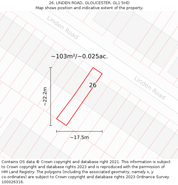 26, LINDEN ROAD, GLOUCESTER, GL1 5HD: Plot and title map