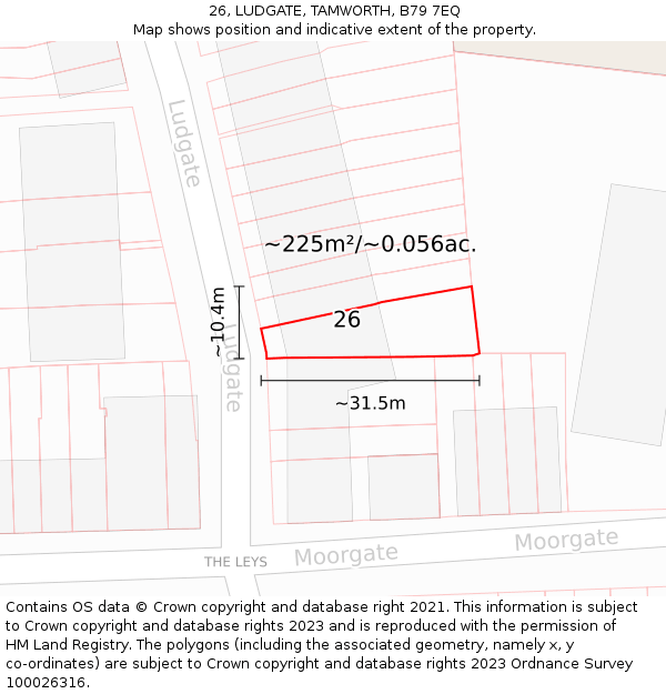 26, LUDGATE, TAMWORTH, B79 7EQ: Plot and title map