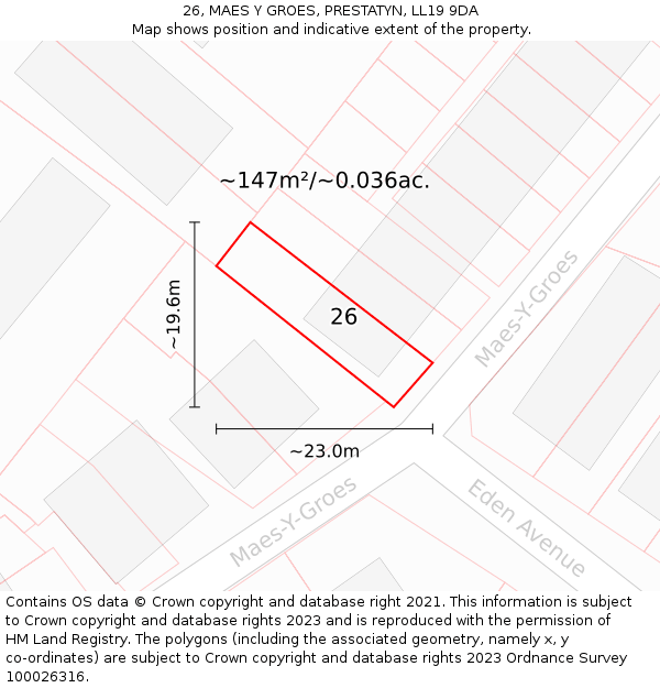 26, MAES Y GROES, PRESTATYN, LL19 9DA: Plot and title map