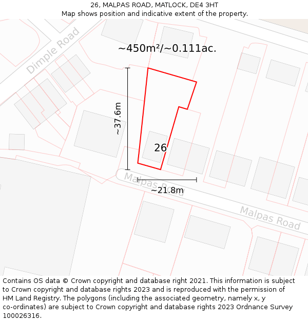 26, MALPAS ROAD, MATLOCK, DE4 3HT: Plot and title map