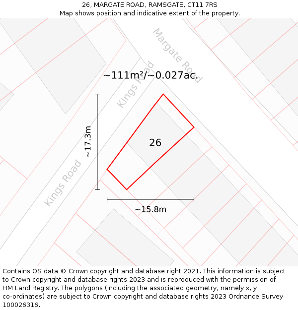 26, MARGATE ROAD, RAMSGATE, CT11 7RS: Plot and title map