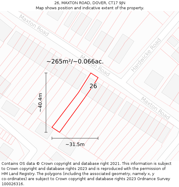 26, MAXTON ROAD, DOVER, CT17 9JN: Plot and title map
