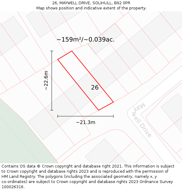 26, MAYWELL DRIVE, SOLIHULL, B92 0PR: Plot and title map