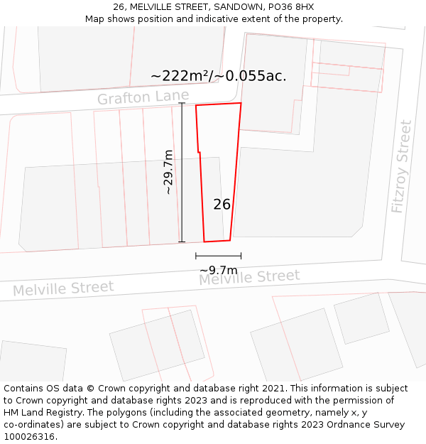 26, MELVILLE STREET, SANDOWN, PO36 8HX: Plot and title map