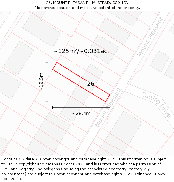 26, MOUNT PLEASANT, HALSTEAD, CO9 1DY: Plot and title map