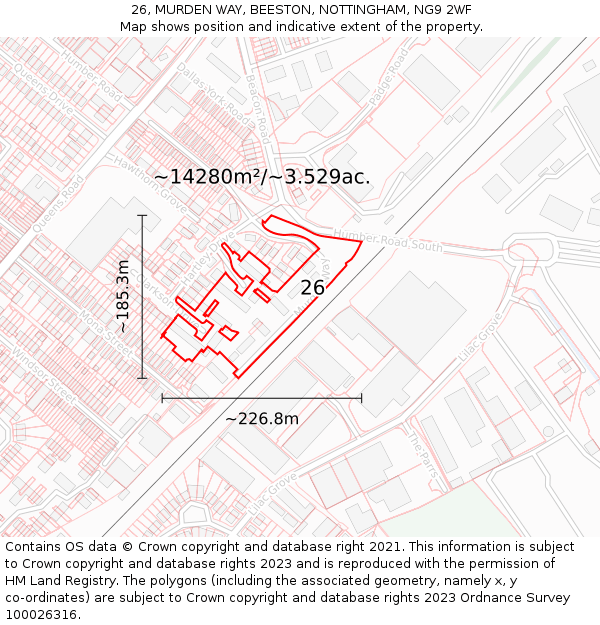 26, MURDEN WAY, BEESTON, NOTTINGHAM, NG9 2WF: Plot and title map
