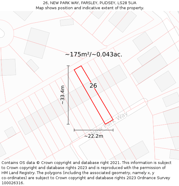 26, NEW PARK WAY, FARSLEY, PUDSEY, LS28 5UA: Plot and title map