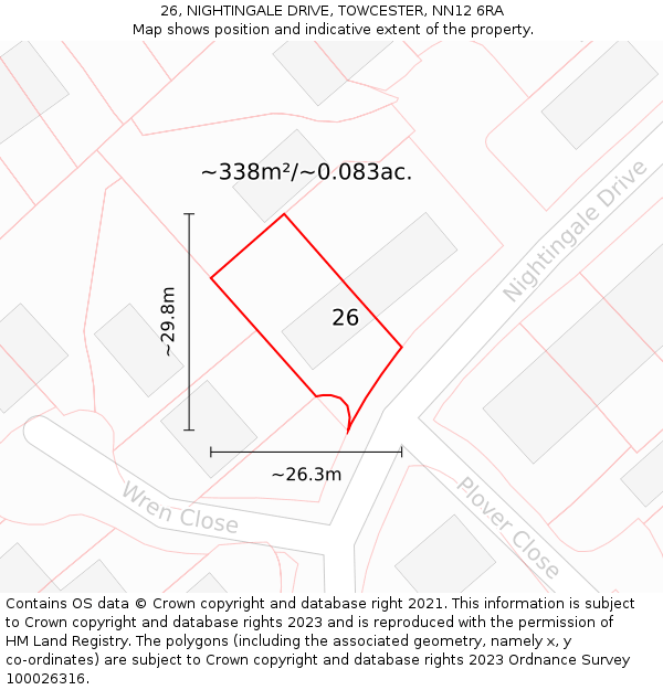 26, NIGHTINGALE DRIVE, TOWCESTER, NN12 6RA: Plot and title map