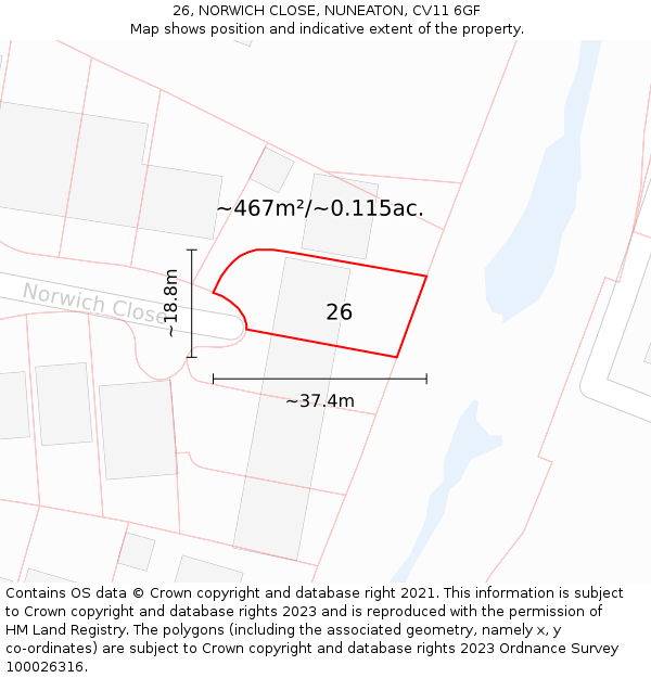 26, NORWICH CLOSE, NUNEATON, CV11 6GF: Plot and title map