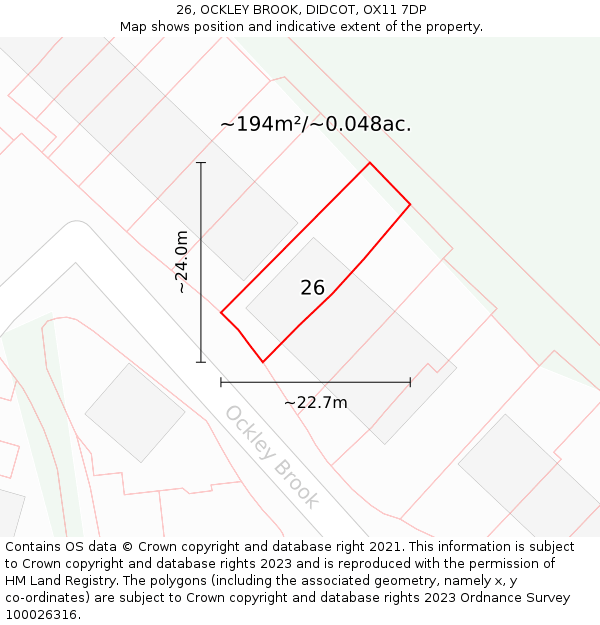 26, OCKLEY BROOK, DIDCOT, OX11 7DP: Plot and title map