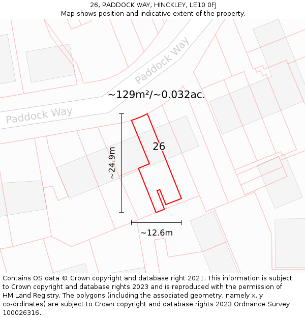 26, PADDOCK WAY, HINCKLEY, LE10 0FJ: Plot and title map