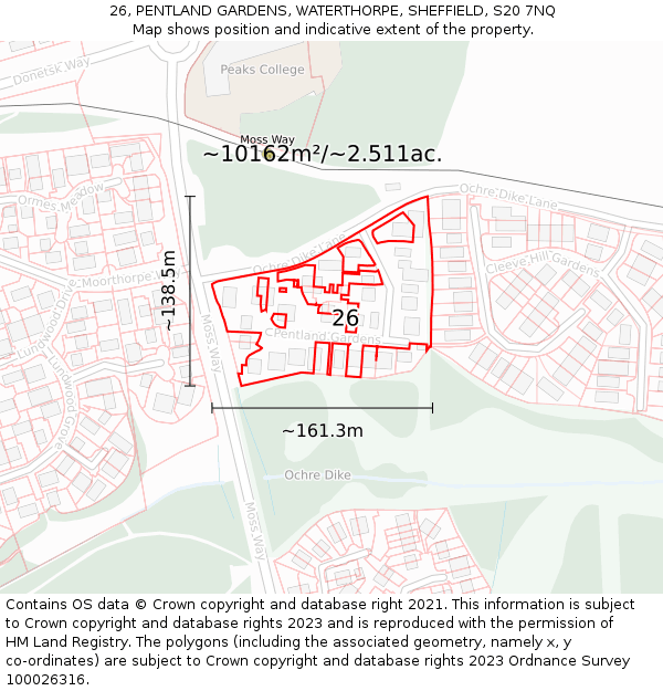 26, PENTLAND GARDENS, WATERTHORPE, SHEFFIELD, S20 7NQ: Plot and title map