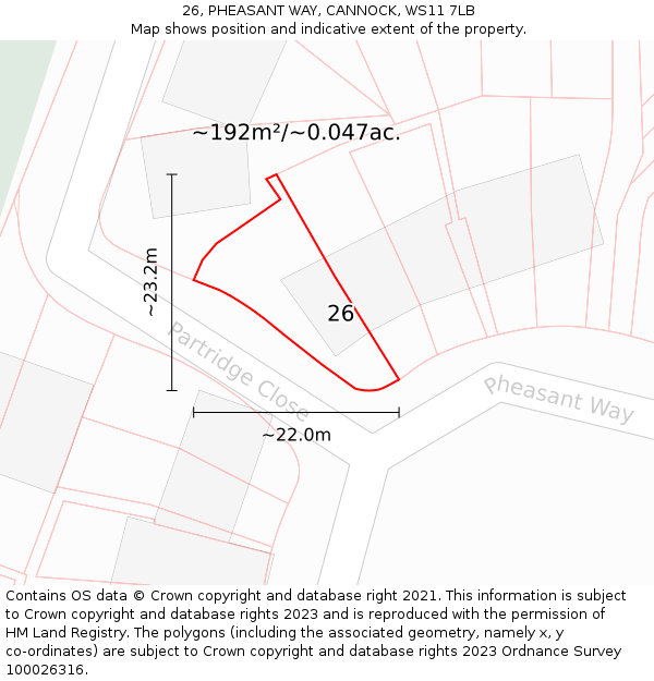 26, PHEASANT WAY, CANNOCK, WS11 7LB: Plot and title map