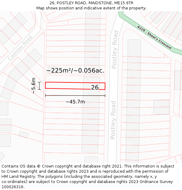 26, POSTLEY ROAD, MAIDSTONE, ME15 6TR: Plot and title map