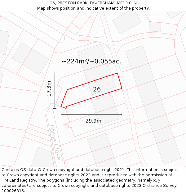 26, PRESTON PARK, FAVERSHAM, ME13 8LN: Plot and title map