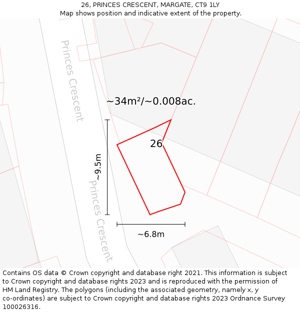 26, PRINCES CRESCENT, MARGATE, CT9 1LY: Plot and title map