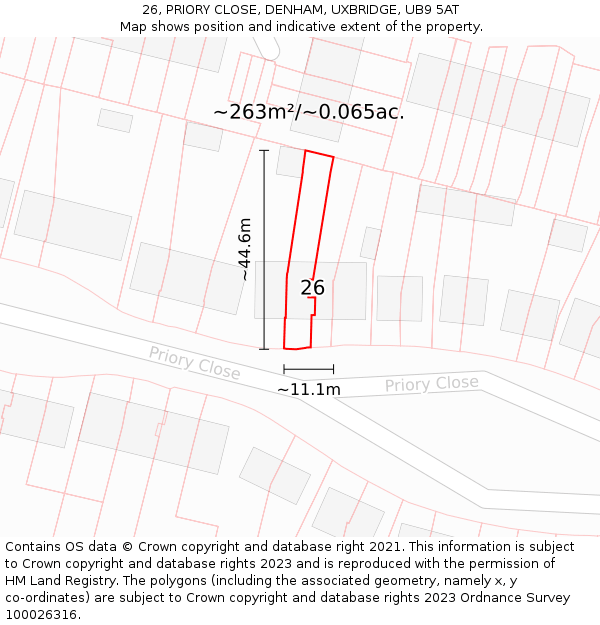 26, PRIORY CLOSE, DENHAM, UXBRIDGE, UB9 5AT: Plot and title map