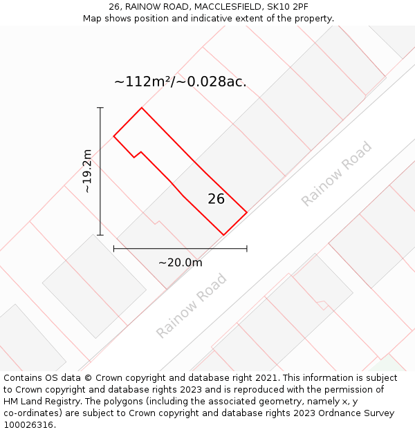 26, RAINOW ROAD, MACCLESFIELD, SK10 2PF: Plot and title map