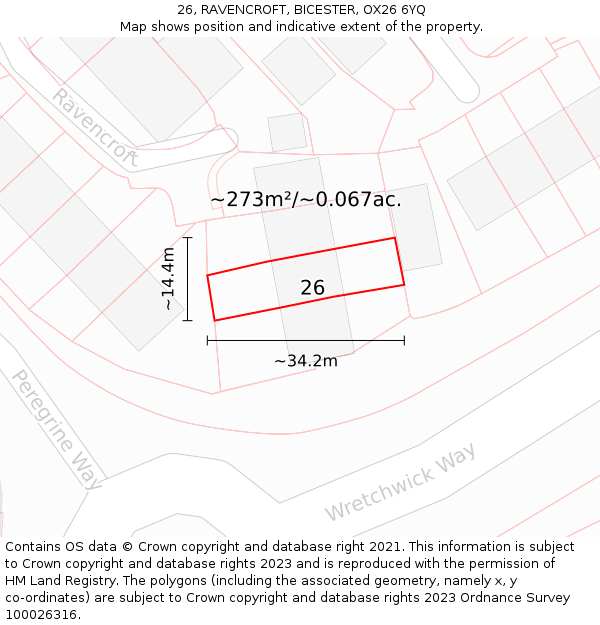 26, RAVENCROFT, BICESTER, OX26 6YQ: Plot and title map