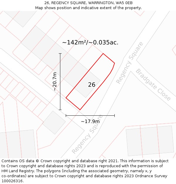 26, REGENCY SQUARE, WARRINGTON, WA5 0EB: Plot and title map