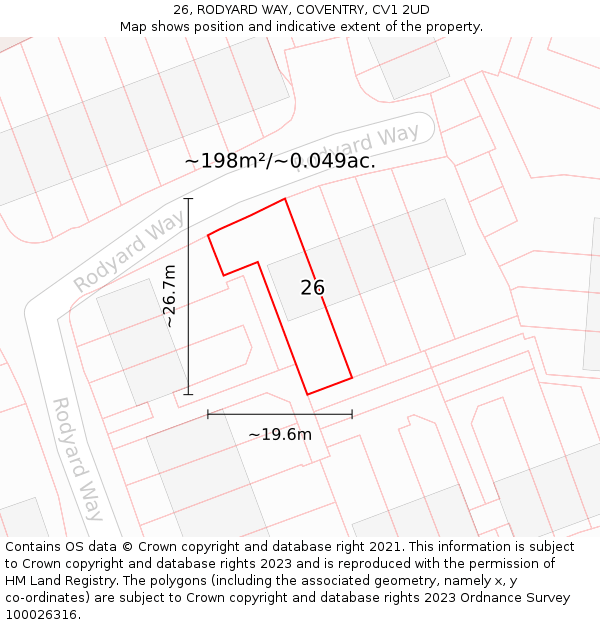 26, RODYARD WAY, COVENTRY, CV1 2UD: Plot and title map