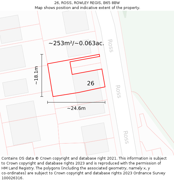 26, ROSS, ROWLEY REGIS, B65 8BW: Plot and title map