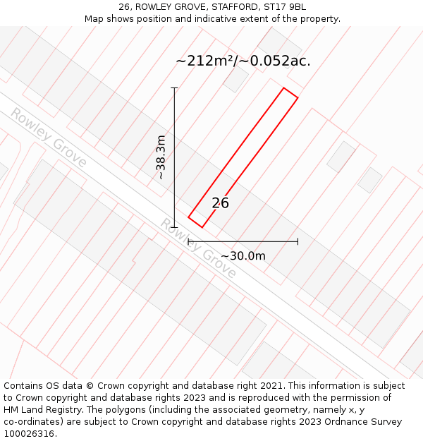 26, ROWLEY GROVE, STAFFORD, ST17 9BL: Plot and title map