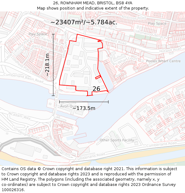 26, ROWNHAM MEAD, BRISTOL, BS8 4YA: Plot and title map