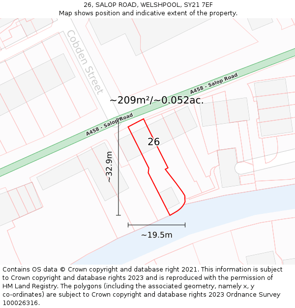 26, SALOP ROAD, WELSHPOOL, SY21 7EF: Plot and title map