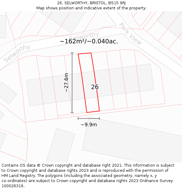26, SELWORTHY, BRISTOL, BS15 9RJ: Plot and title map