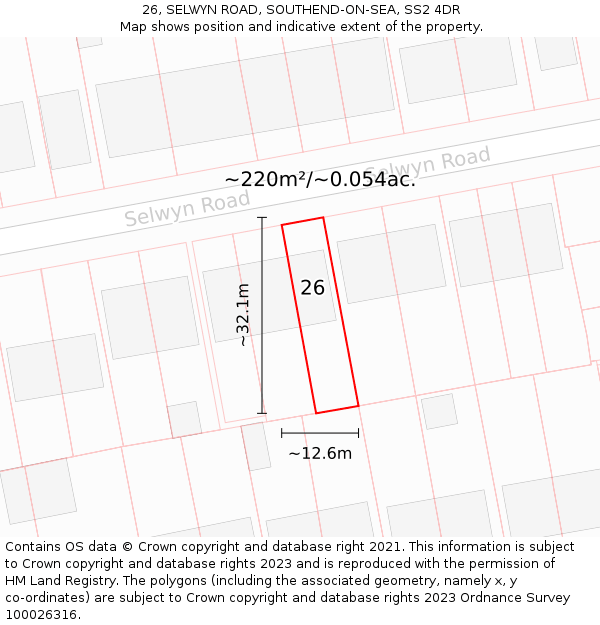 26, SELWYN ROAD, SOUTHEND-ON-SEA, SS2 4DR: Plot and title map